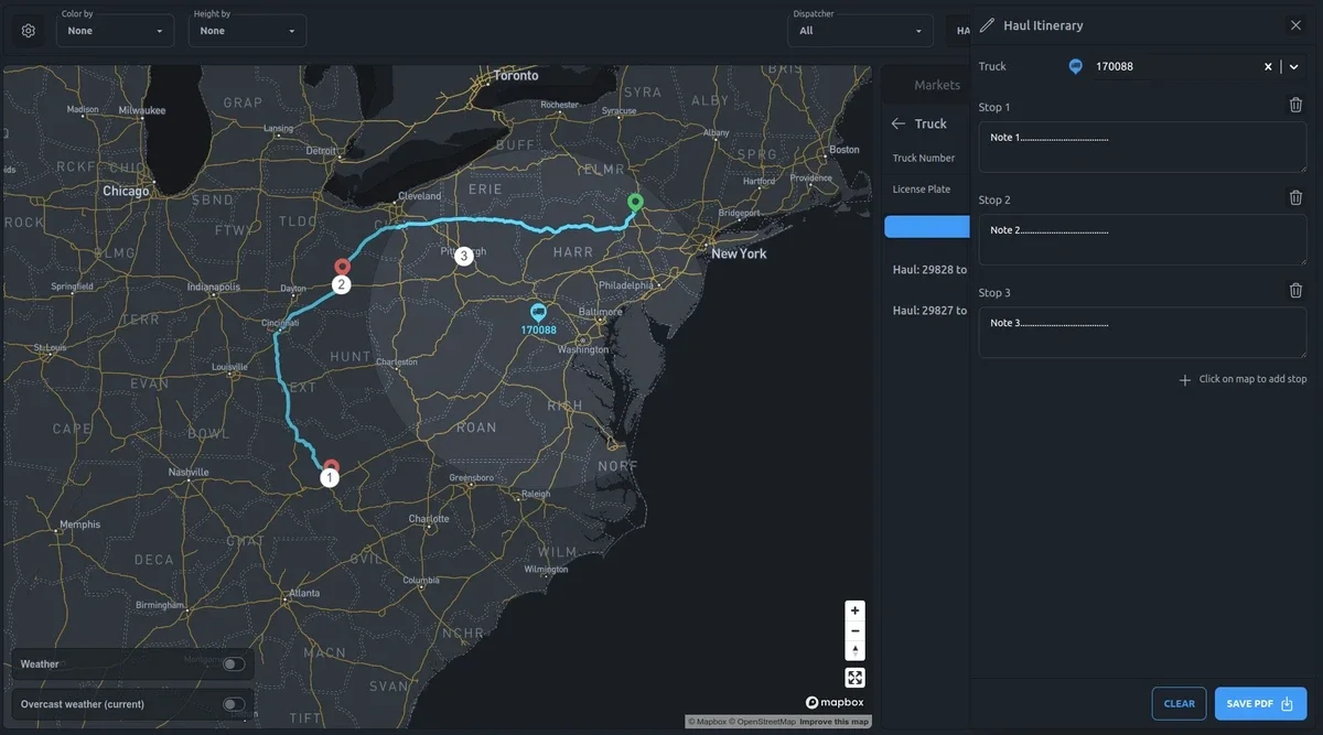 Map dashboard for freight logistics, image 7
