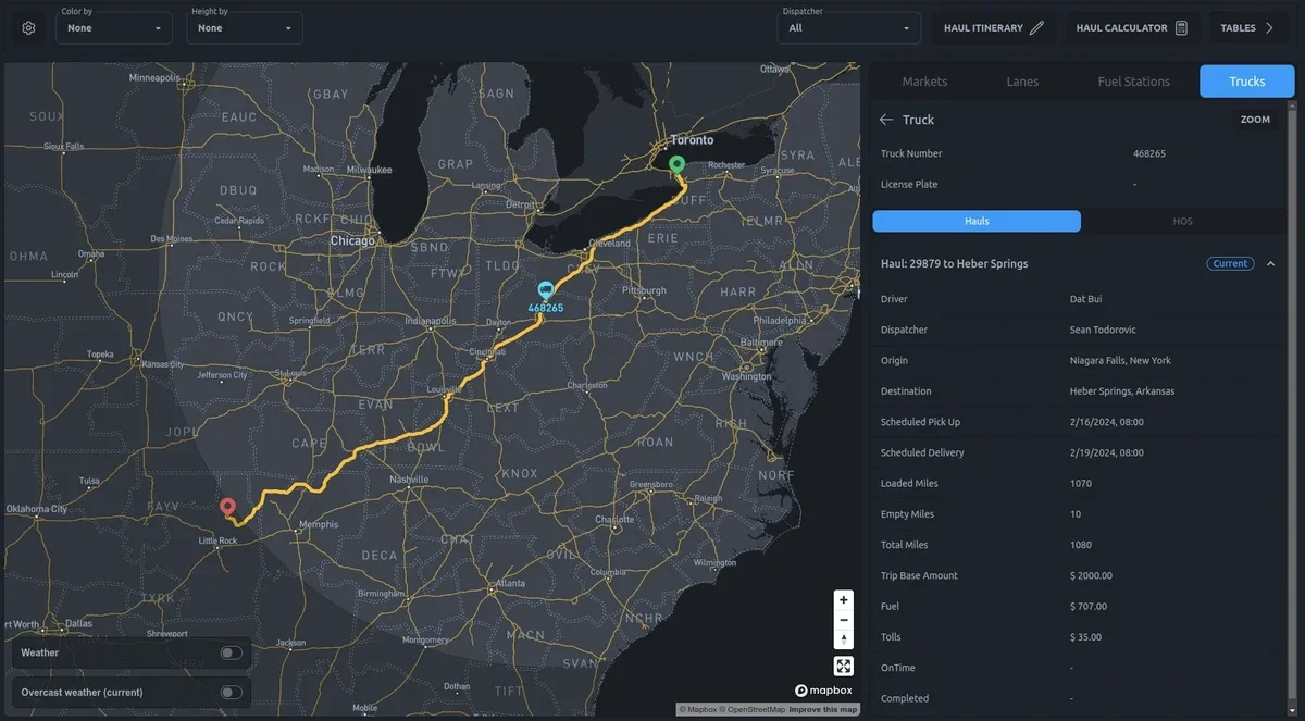 Map dashboard for freight logistics, image 8