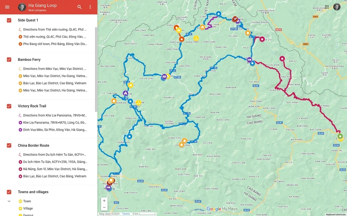 Adventure maps for a Southeast Asia travel guide