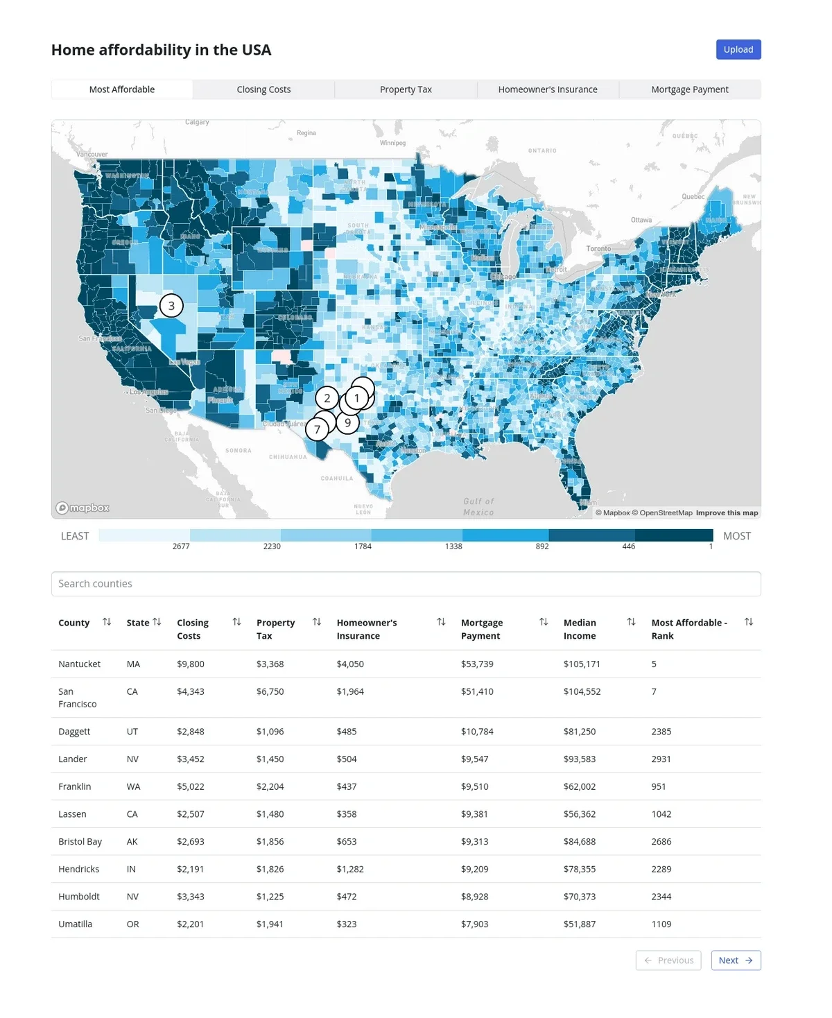 Home affordability map prototype
