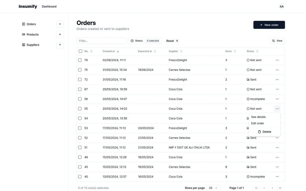 Insumify order management platform, image 4