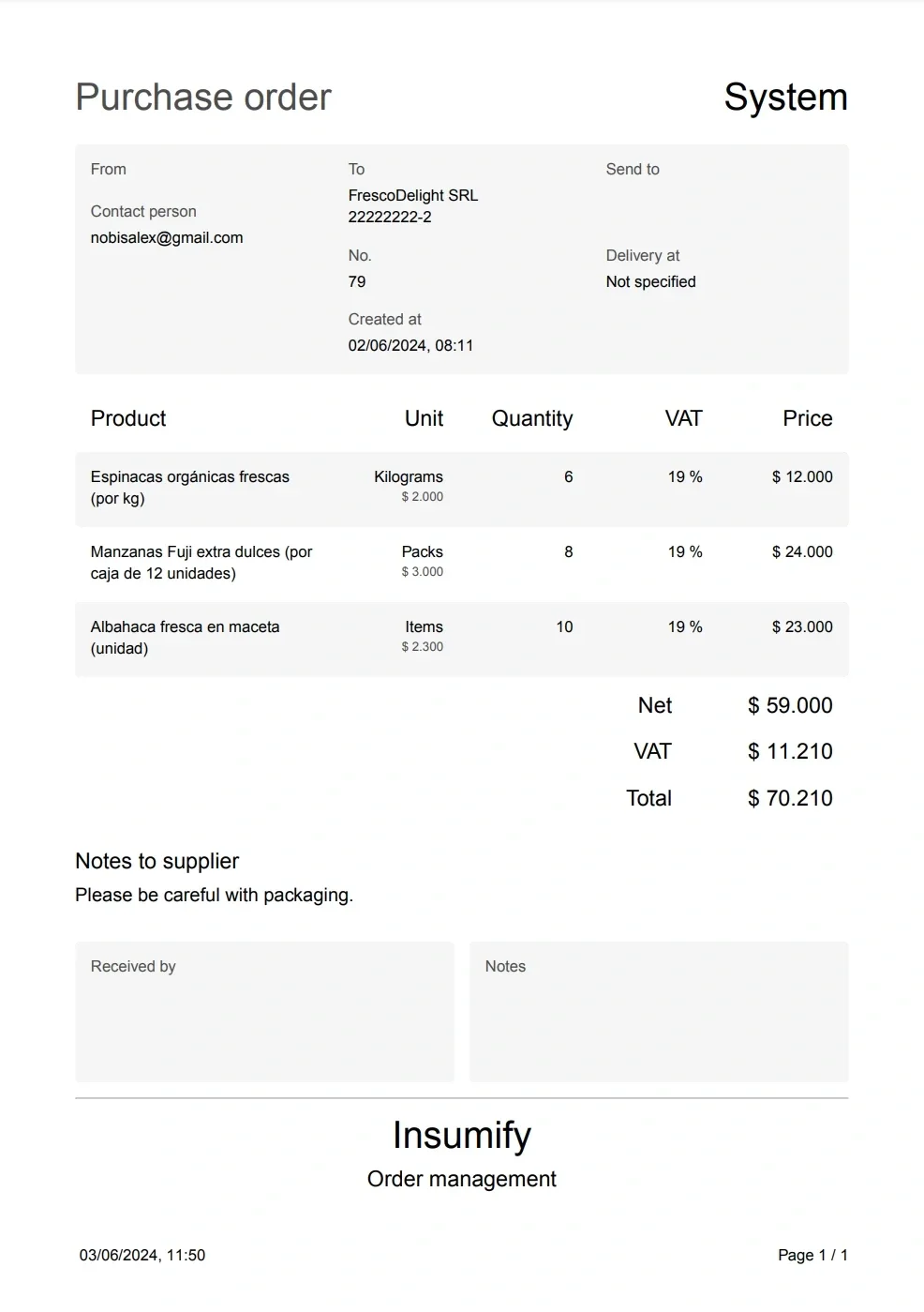 Insumify order management platform, image 5