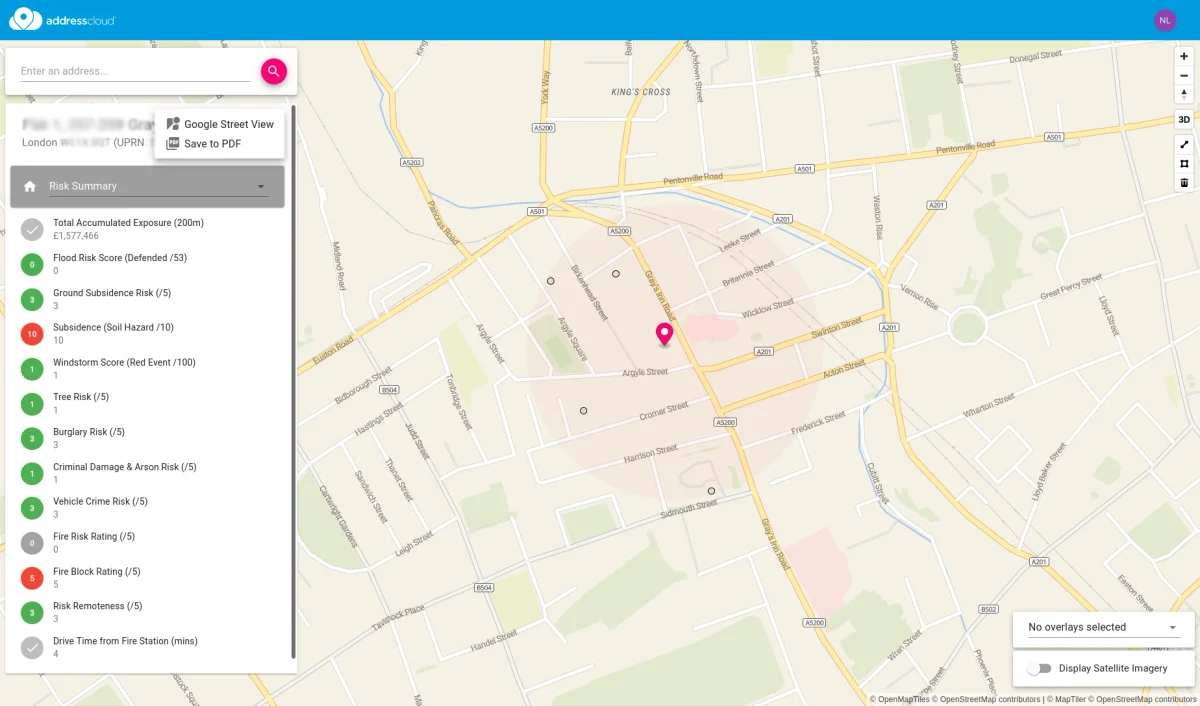 Print map reports for a risk website